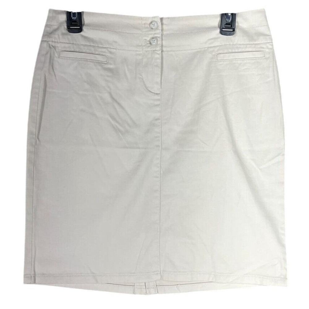 J Jill Live In Chino Skirt Womens 4P Beige Khaki Stretch Classic Business Casual